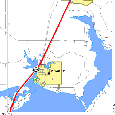 Zip code 74430 close-up map