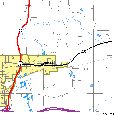 Zip code 74431 close-up map