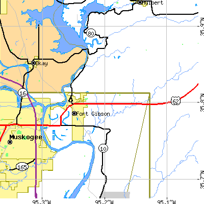 Zip code 74434 close-up map