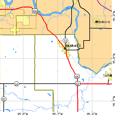 Zip code 74436 close-up map