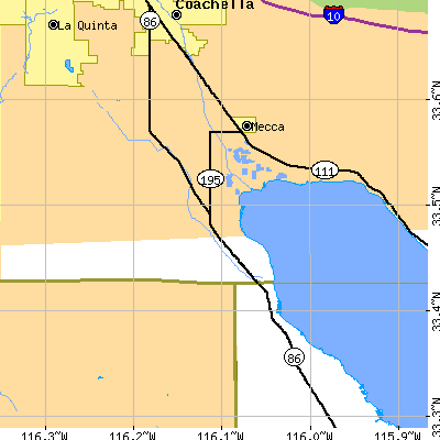 Zip code 92274 close-up map