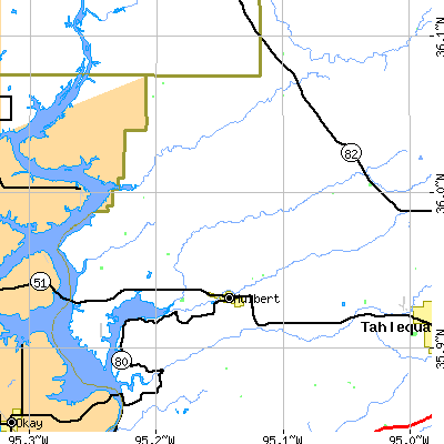 Zip code 74441 close-up map