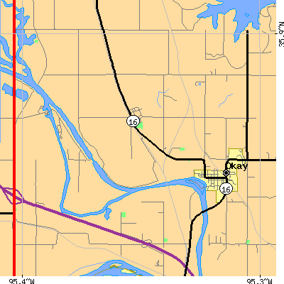 Zip code 74446 close-up map