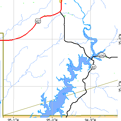 Zip code 74451 close-up map