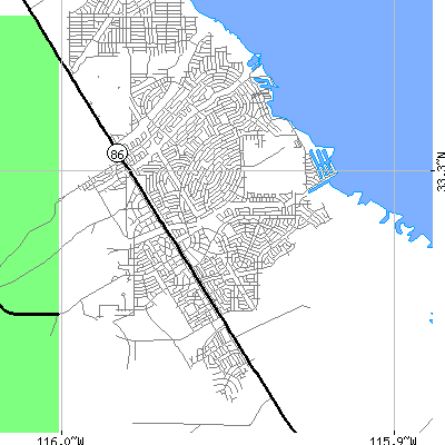Zip code 92275 close-up map