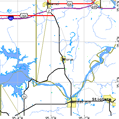 Zip code 74455 close-up map