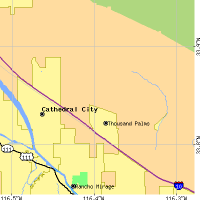Zip code 92276 close-up map
