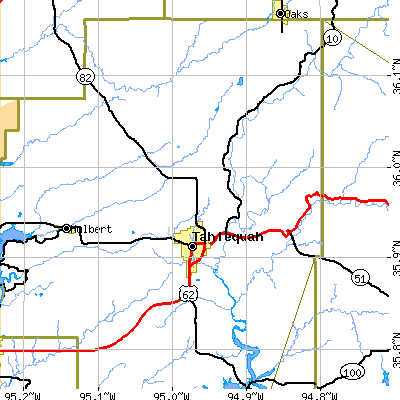 Zip code 74464 close-up map
