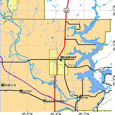 Zip code 74467 close-up map