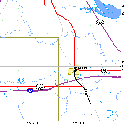 Zip code 74469 close-up map