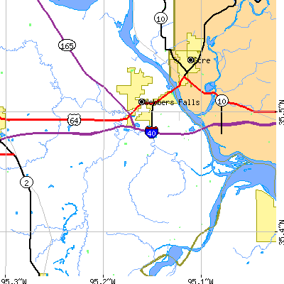 Zip code 74470 close-up map