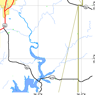 Zip code 74471 close-up map