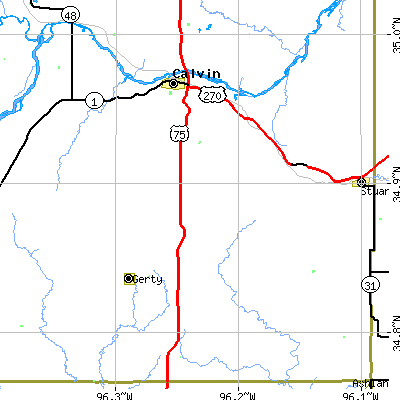 Zip code 74531 close-up map