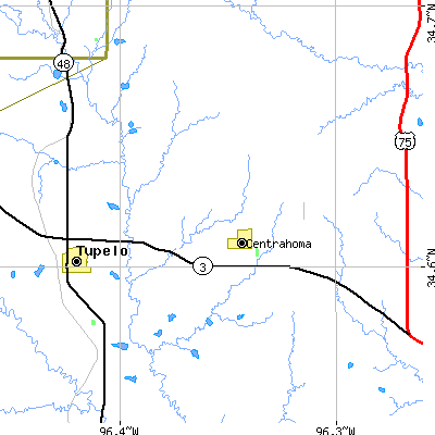 Zip code 74534 close-up map