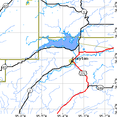 Zip code 74536 close-up map