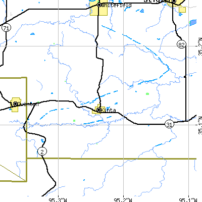 Zip code 74552 close-up map