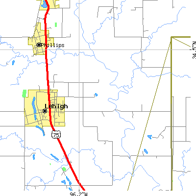 Zip code 74556 close-up map
