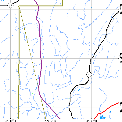 Zip code 74557 close-up map