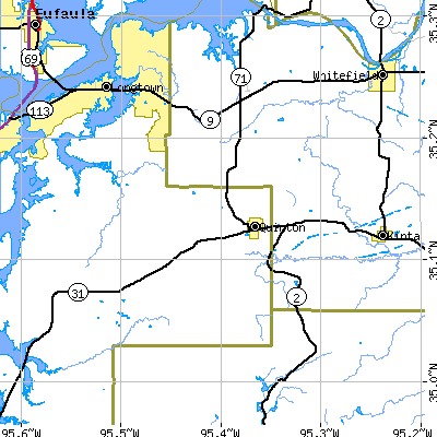 Zip code 74561 close-up map