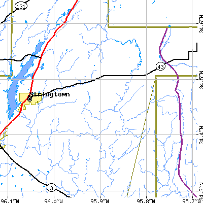 Zip code 74569 close-up map