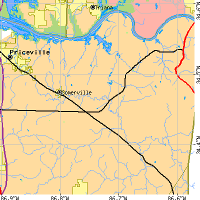 Zip code 35670 close-up map