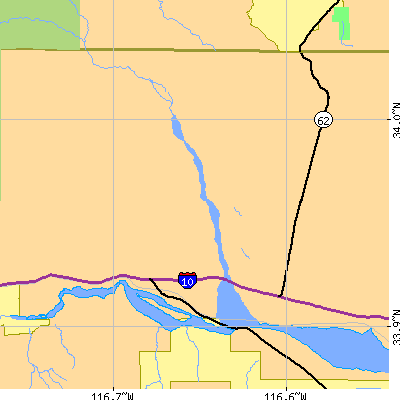 Zip code 92282 close-up map