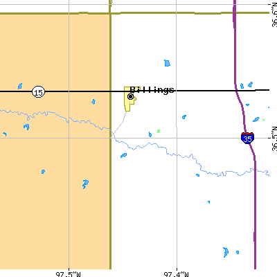 Zip code 74630 close-up map