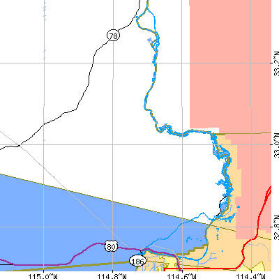 Zip code 92283 close-up map