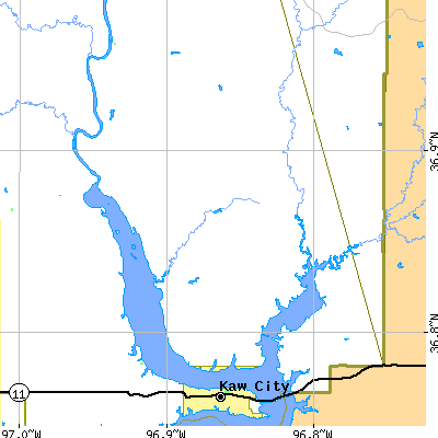 Zip code 74641 close-up map