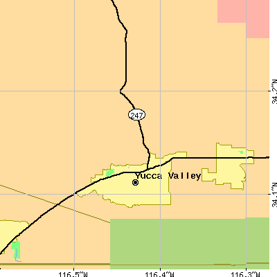 Zip code 92284 close-up map