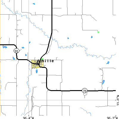 Zip code 74720 close-up map