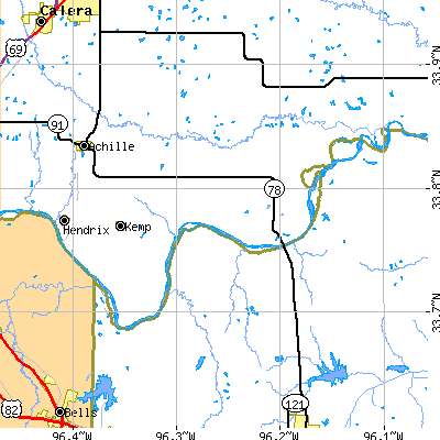 Zip code 74741 close-up map