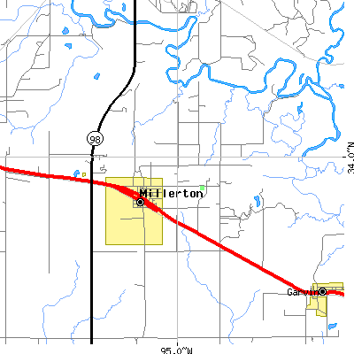 Zip code 74750 close-up map