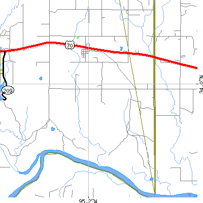 Zip code 74761 close-up map