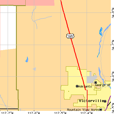 Zip code 92301 close-up map