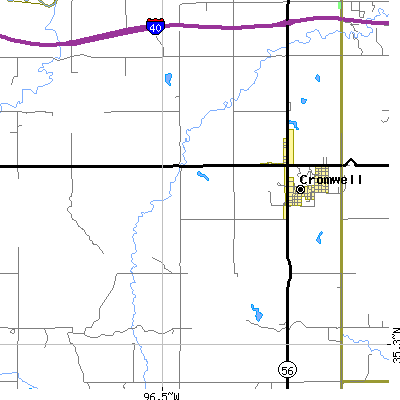 Zip code 74837 close-up map