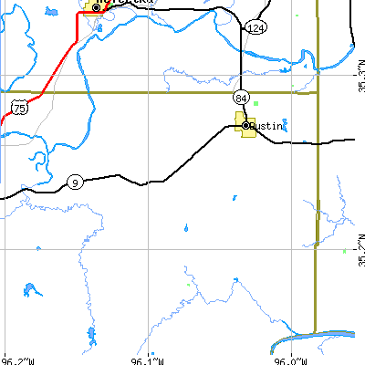 Zip code 74839 close-up map