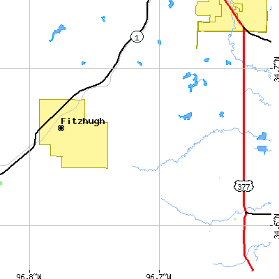 Zip code 74843 close-up map