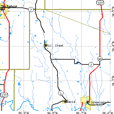 Zip code 74856 close-up map