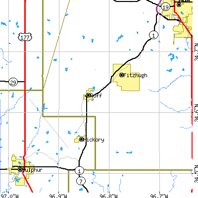 Zip code 74865 close-up map