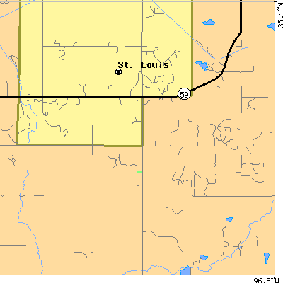 Zip code 74866 close-up map