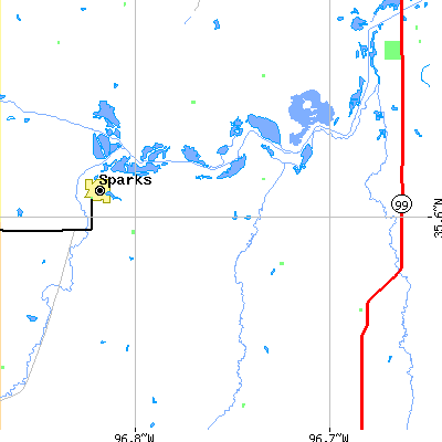 Zip code 74869 close-up map