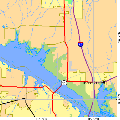 Zip code 35671 close-up map