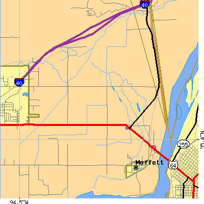 Zip code 74946 close-up map