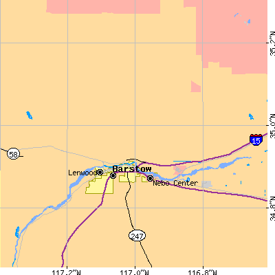 Zip code 92311 close-up map