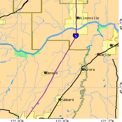 Zip code 97002 close-up map