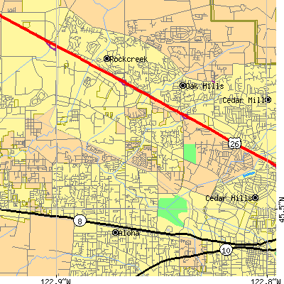 Zip code 97006 close-up map