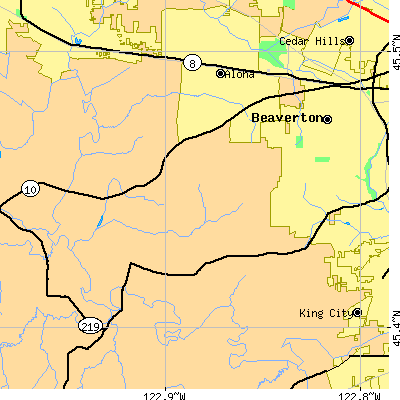 Zip code 97007 close-up map