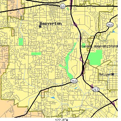 Zip code 97008 close-up map