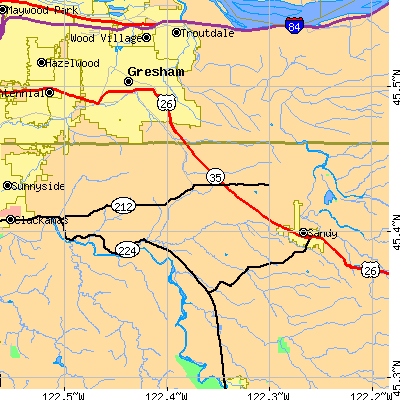 Zip code 97009 close-up map